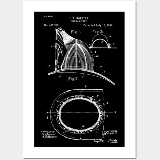 Fire Helmet Patent 1889 Fireman Decor Helmet Firefighter Hat Posters and Art